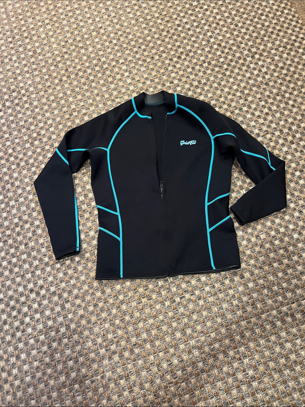 Tavik Black Swim Jacket with Teal Piping